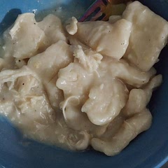 Dumplings turned out very large. I would reduce the amount of dough made and the size cut.