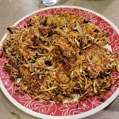 The recipe never says whether or not to pre-cook the sweet potatoes, so we shredded them. These are glorified hashbrowns. They're ok at best. Even cooked and mashed, they would be a glorified potato pancake. This is not a dinner item, nor a stand alone item. It's a side dish and a breakfast item. ๐