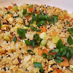 I added any and every vegetable left in my fridge! I cut back on the vinegar and added eggs.