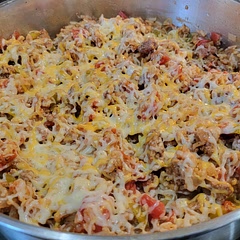 This recipe is super yummy and very easy. It makes a ton of food! I think you could stretch it even farther by adding some corn or poblano pepper. The flavor is very mild - I might try it with some red pepper flakes or cayenne pepper next time.