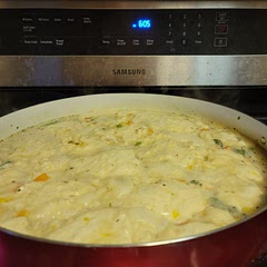 Probably should have seasoned chicken better?  A little more salt would have helped too.  Kids sucked it dry though, so I wouldn't wander too far from recipe.