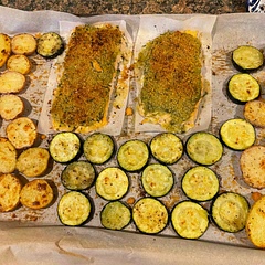 Super simple and delicious. Crust on fish was perfect and followed the suggestion of 2 minutes under broiler. Zucchini was a little mushy so I’d probably put them in 10 minutes after the potatoes next time. Delicious and husband liked it too.