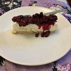 I used 250g pack biscuits. Forgot to reduce butter 🙄 so added ready brek style cereal. Worked a treat (who’d thought it).

Instead of cream topping I stewed some blackcurrants with a little sugar. Sharp contrast to the lemony creamcheese