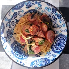I used angel hair for pasta. So tasty!! Can't wait to make this again!