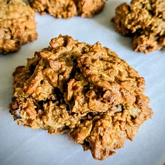 Damn fine cookies. I substituted heavy oats for instant oats, used 2 mashed bananas instead of the applesauce, and used coconut sugar. 
I added a little bit of peanut butter, cashews, and pumpkin seeds. I also substituted the butter for coconut oil, they turned out perfecto 👌