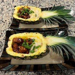 Used pork tonight instead. Also mixed some of the shredded pineapple into the basmati rice. It was fantastic.