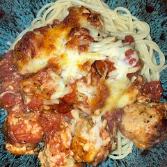 2nd time we have made this. Wasn’t keen on the plain tomato sauce the first time so we added a few herbs, garlic & onion powder, chilli & Worcester sauce for some more flavour. The meatballs are delicious.