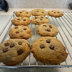 I followed the exact recipe, except I used milk chocolate chips + white chocolate chips. They were delicious (would bake again) 🍪👍