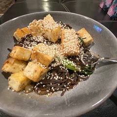 I used black bean noodles and added a sprinkle of sesame seeds. Yum!