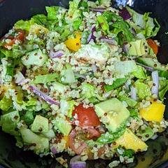Gorgeous! Added quinoa and omitted the almonds. The dressing is beautiful. Had a huge bowl of this for 460 calories all weighed and measured, with nearly 40g of protein and it tastes amazing. Definitely going on lunch rotation.