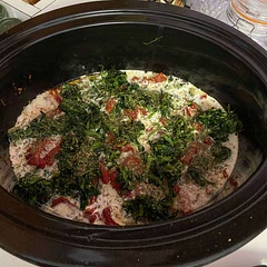 I turned this into a slow cooker meal. I added extra heavy cream for extra sauce.