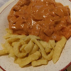 Nice recipe! I omitted the mushroom and soy curls and went for spatzle instead of pasta! I also used soy cream instead of homemade cashew cream. Lovely recipe, not the last time I make it!