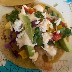 I lightly added chopped mango and chopped chilies as additional toppings. Home style corn tortillas made it extra special too.