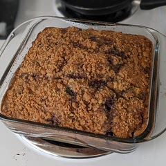 Delicious! Though next time I think I would try fresh blueberries for more flavor in the cake part.