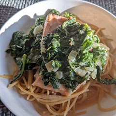 Served over chickapea pasta. My husband, who doesn't like fish, didn't mind this as much. The fish was definitely hidden by the sauce. Used kale instead of spinach and didn't have artichokes.