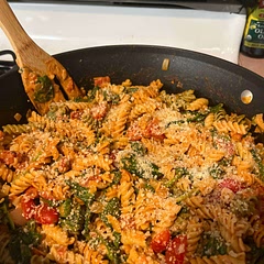 I added cherry tomatoes and sprinkled more Parmesan on top at the end