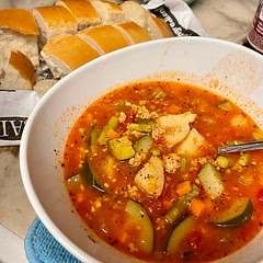 This is a staple in our house! I like to use a combo of fresh and frozen veggies, especially fresh zucchini and asparagus. For frozen, our grocery store has a vegetable soup mix which is excellent in this!