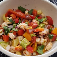 I added some Old Bay to the lime and garlic, and also added two small bell peppers to the salsa mix. Delicious!
