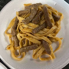 Made mine without veggies as per hubbys request! Did not have dark soy sauce so used regular one instead but none the less it’s amazing and so freaking good!!! I couldn’t find any udon noodles so I just made homemade noodles