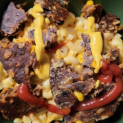 I used coconut milk in place of half and half.  Added some torn up veggie hamburger patties for a little extra.