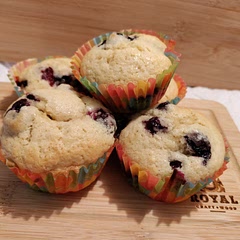 My 7 year old son is my sous chef and he made these! They are easy and so delicious. We use fresh blueberries!