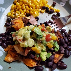 This is good but didn't leave us feeling full. We cut up the potatoes and mixed it all together and added fritos to make it more like nachos.