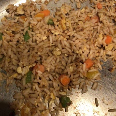 I wanted something to serve with Brauts. This was a perfect pairing! I didn’t have fresh ginger, garlic, or onion so I used dried seasoning. I also added 2 eggs and scrambled before adding the rice. Super easy and tasty, will definitely make again.