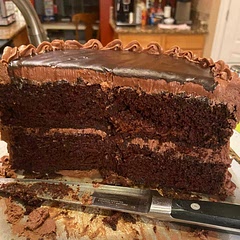 Best chocolate cake recipe I’ve ever made! Made it for my dad’s birthday and he loved it. Instead of adding boiling water and instant espresso, I just added fresh hot coffee (1 cup).