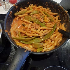 Used creme cheese instead of thick cream, added peppers, tendelstral broccoli and various greens. Very cheesy!