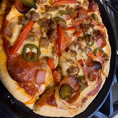 Turned out amazing! But dough was SUPER sticky; I had to add tons of flour in the kneading process