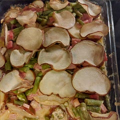 I had to use frozen green beans since that is what I had.
