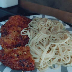 We used garlic salt and pepper, coated the chops in that and panko and air fried them for about 12-16 minutes but made the sauce as directed. A favorite in our house for sure!