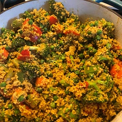 This dish is decent, but not my favorite.
I sautéed some ground turkey to put on top of it. I also added sour cream and cilantro.
Overall, I give it a 6/10.