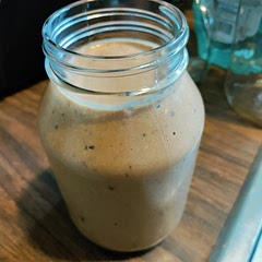 I add some other stuff to it I added peanut butter I also used chocolate almond milk and finally I did coffee ☕. It tasted really good with all that change. oh and I also put blueberries in it 