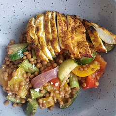 Really enjoyed this dish. I didn't add dill, but instead I added zucchini and grilled chicken on top