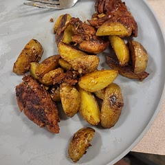 I am not fond of hot sauce so I used Sriracha instead. Tastes pretty good, but it's definitely got a bit of spice to it.