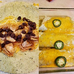 Made it wet enchilada style, using prepare now instructions and then topped with green enchilada sauce and more cheese baked 10 min. It was yummy but a dollop of sour cream would be good.