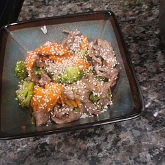 Added some crinkle cut carrots to have some more veggies and uses chili oil to spice it up instead of regular olive oil. Love it, would definitely make it again.
