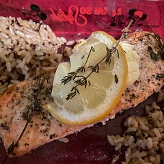I loved this so much! I added dried basil leaves and thyme for seasoning. I placed the salmon in a dish and added fresh lemon juice and then after seasoning, I placed into the fridge. I baked it a few hours later.