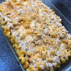 Very easy to make and tasted great! We wanted to bake it so we added breadcrumbs with a little parmesan cheese in it and another layer of cheese and baked for a little until crisp!