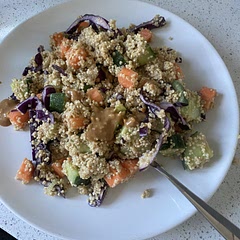 Amazing!!!

This recipe is one of my new go to's 

The first time making this I did four servings for two people as I thought it would not be filling enough.

I was so wrong... The veg makes it really filling but I would say it is worth doing a bigger batch so you can pop the leftovers in the fridge and eat for lunch etc...

Everything compliments eachother well but I am not too keen on the cucumber myself 

It is really fresh so perfect for summer when it gets too hot to eat stuff cooked from the oven

Will definitely make this again