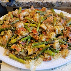 Changed only a few things to fit our family allergy restrictions and tastes. I used heavy cream (tree nut allergy) and added asparagus so there would be more for everyone to eat. It was a hit, We had no leftovers!