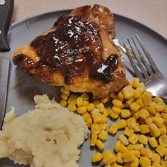 I only had bone-in chicken thighs so I cooked them in the oven first then did the rest according to the directions, because the glaze probably would have burned before the chicken was cooked through.