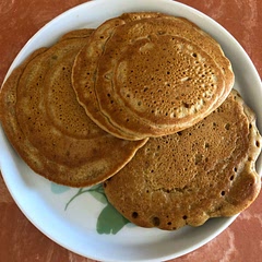 Surprisingly easy to make and yummy. The batter was easy to get smooth with a whisk and they stuck together well in the stainless steel pan I used to fry them. In coconut oil. You have to get used to the flavor, but I’m adding this into the rotation! I got 6 pancakes out of it. 3 TBS of batter per pancake.