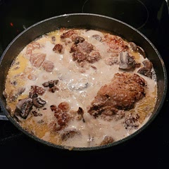 Served over mashed potatoes and used boneless skinless thighs instead.