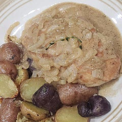 Pat your chops dry beforehand and simmering at the end is really important to make the gravy so let it simmer.