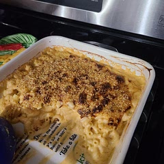 Sooo cheesy! I used 2 cups of heavy cream and 2 of regular milk because I didn't have half and half and it was still delish. :) I used panko breadcrumbs and parmesan cheese mix as breading top.