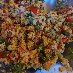 So dang good. I could not stop eating it. Used couscous instead of bulgur