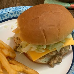 Added a slice of Velveta cheese, did not add cheese to ground beef mix. Had regular buns on hands so used them and toasted them. Still tasted good.