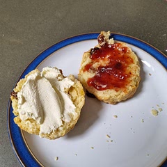 Easy recipe, lovely with jam and cream. I think they would be improved with more sugar.